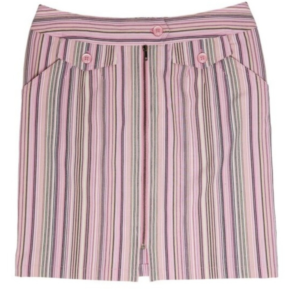 Nicole by Nicole Miller Y2K Vintage Striped Front Full Zip Mini Skirt